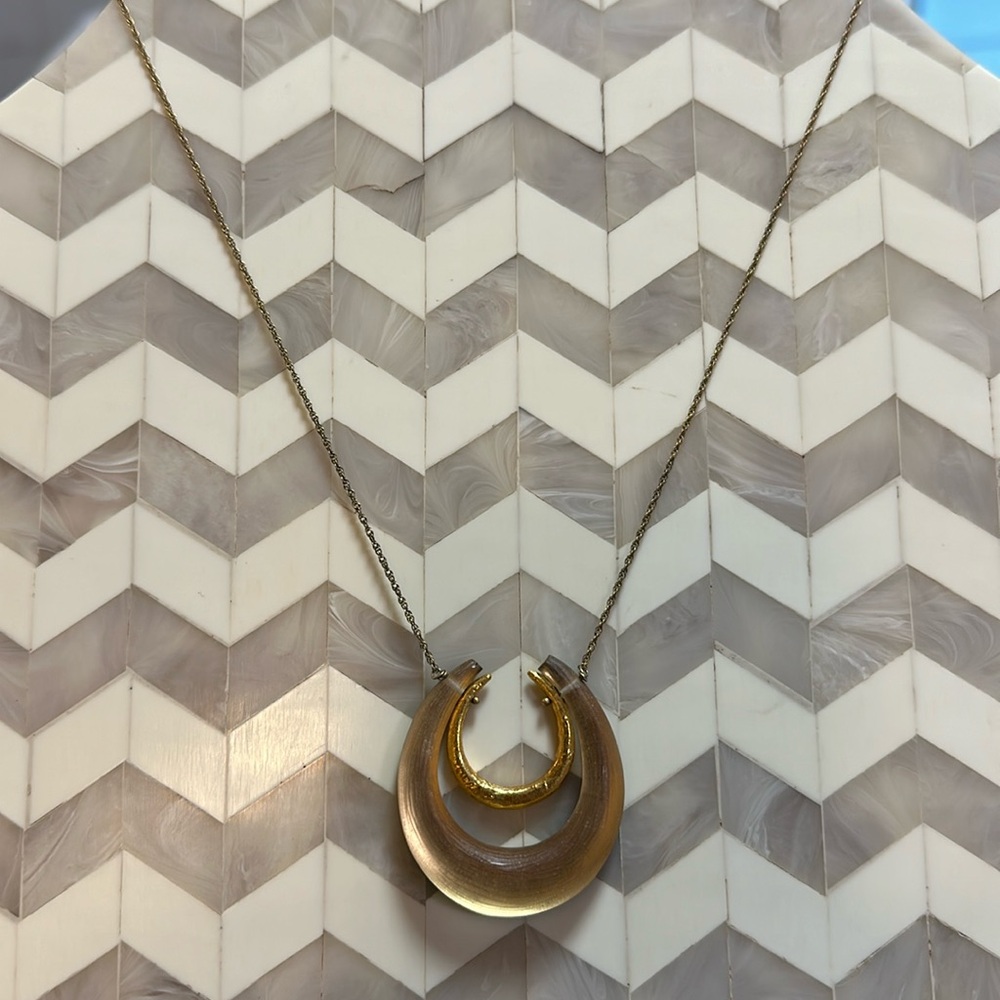Alexis BITTAR Necklace lucite crescent gold tone